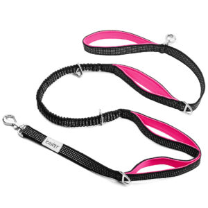 This hot pink dog leash is the ultimate no-pull dog leash with a hands-free leash option.