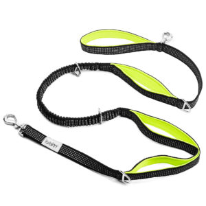This neon green dog leash is the ultimate no-pull dog leash with a hands-free leash option.