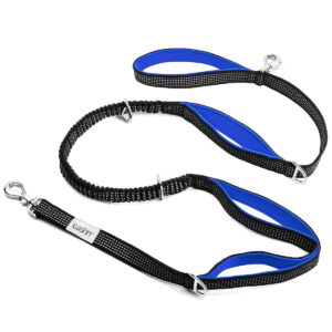 This royal blue dog leash is the ultimate no-pull dog leash with a hands-free leash option.