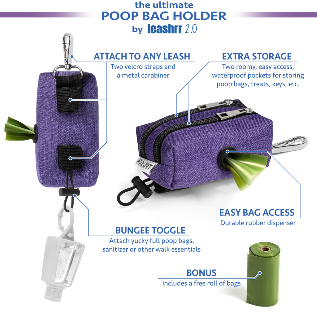 leashrr dual-use poop bag holder and treat pouch